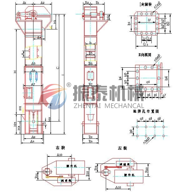 粉煤灰斗式提升機圖紙參數